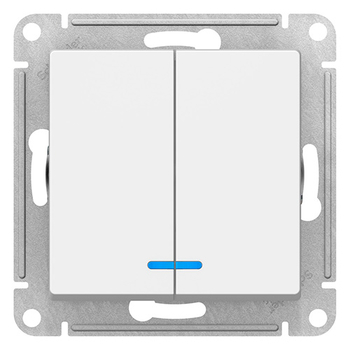 Выключатель SE AtlasDesign 2-клавишный с подсветкой, сх.5а, 10АХ, белый, механизм - Электрика, НВА - Выключатели и розетки - Выключатели - . Магазин оборудования для автономного и резервного электропитания Ekosolar.ru в Белгороде