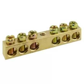 Шина PEN TS-0609C 6х9 6 отверстий крепление по центру Энергия - Электрика, НВА - Щитки и аксессуары для монтажа - Шины нулевые - . Магазин оборудования для автономного и резервного электропитания Ekosolar.ru в Белгороде