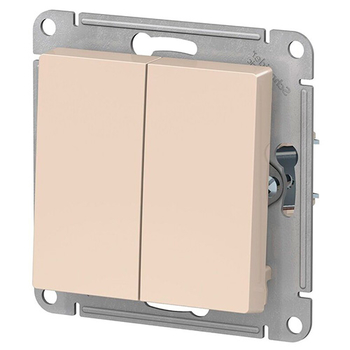 Выключатель Schneider Electric AtlasDesign 2-клавишный сх.5, 10АХ, бежевый, механизм - Электрика, НВА - Выключатели и розетки - Выключатели - . Магазин оборудования для автономного и резервного электропитания Ekosolar.ru в Белгороде