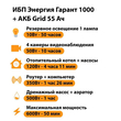 ИБП для котла Энергия Гарант 1000 + Аккумулятор Grid 55 Ah 12 v (600Вт - 50мин) - ИБП и АКБ - ИБП для котлов - . Магазин оборудования для автономного и резервного электропитания Ekosolar.ru в Белгороде